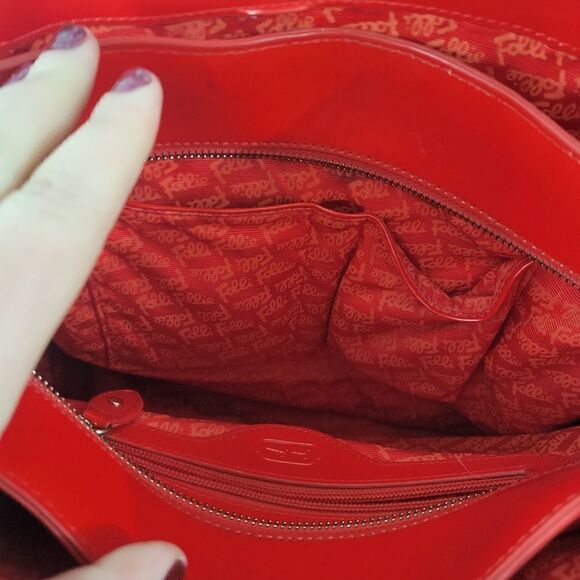 Folli Follie Red Patent Logomania Handbag - Picture 10 of 14